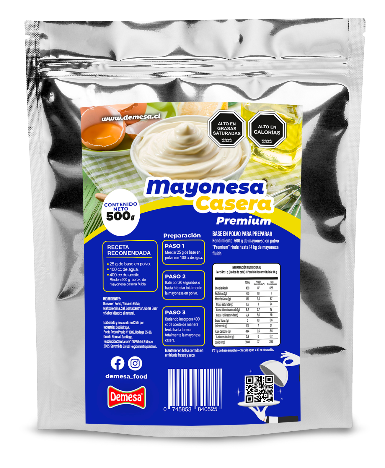 mayonesa casera premium bolsa doypack de 500g